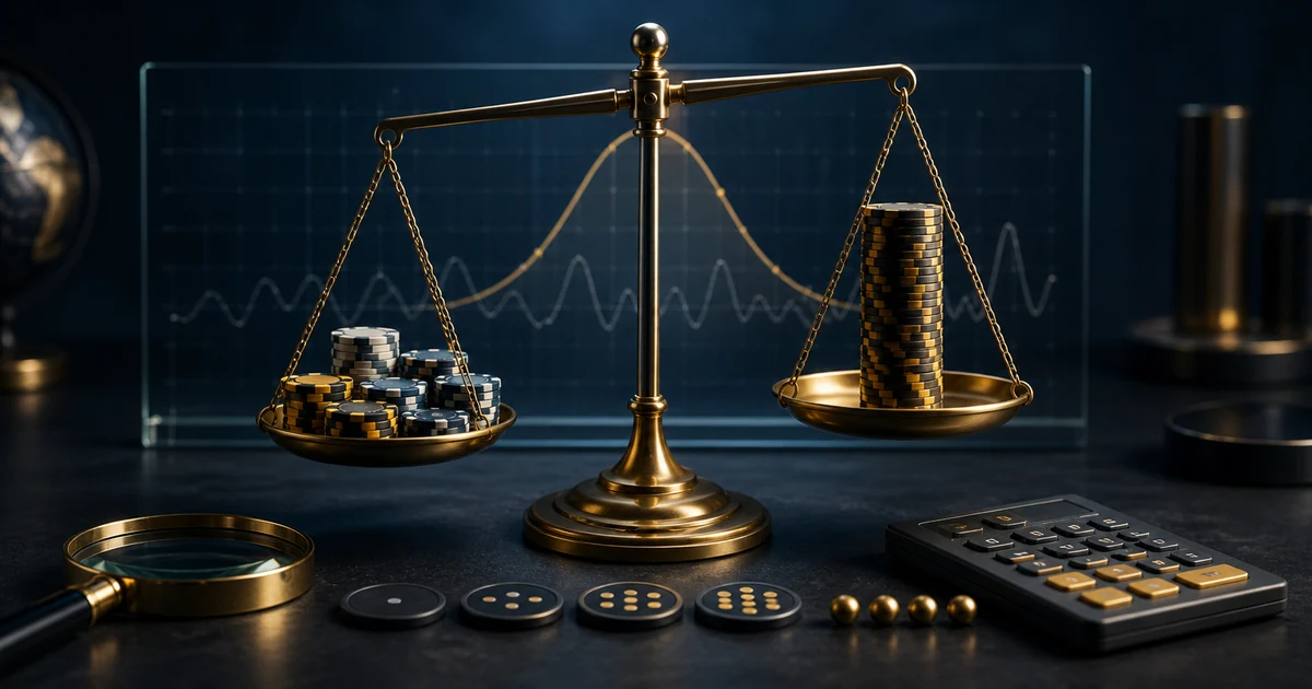 Balance et courbes statistiques illustrant le RTP et la volatilité d'un jeu de casino.